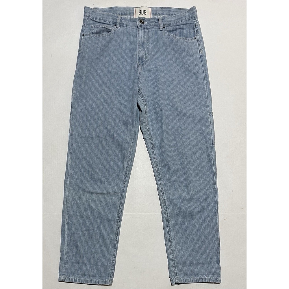 Urban Outfitters BDG Jeans Mens Blue Pants Carpenter Light Wash Stripes 34 X 31‎